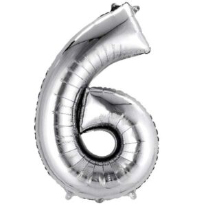 6 Rakamı Gümüş Rakam Folyo Balon 100 cm