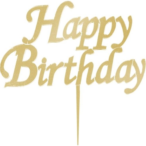 Pasta Üstü Gold Happy Birthday Yazı Pleksi Ayna