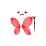 Kırmızı Renkli Çiçek Desenli Kelebek Kanat Seti 50*50 cm