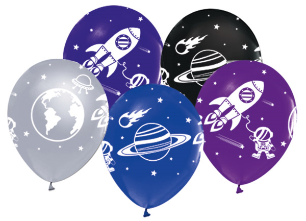 Astronot Uzayda Pastel Latex Balon 10 Adet