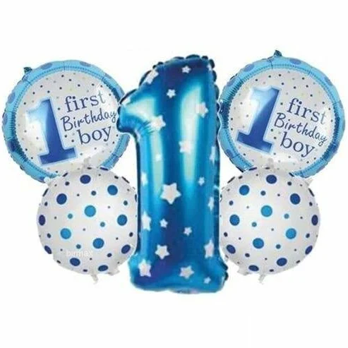 1 Yaş Folyo Balon Set Mavi 5 adet