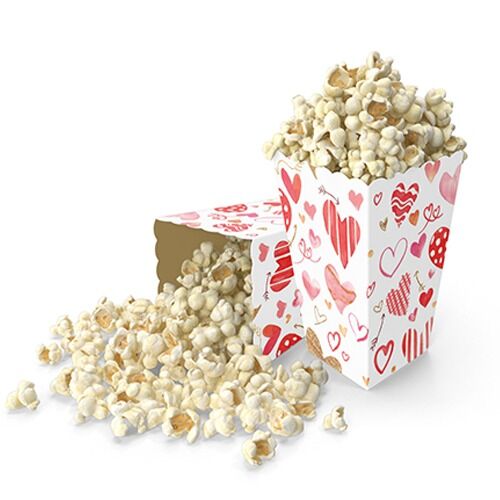 Kalp Desenli Mısır/Popcorn Kutusu 8 Adet