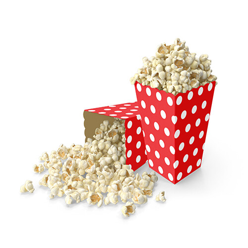 Puantiyeli Kırmızı Mısır/Popcorn Kutusu 8 Adet