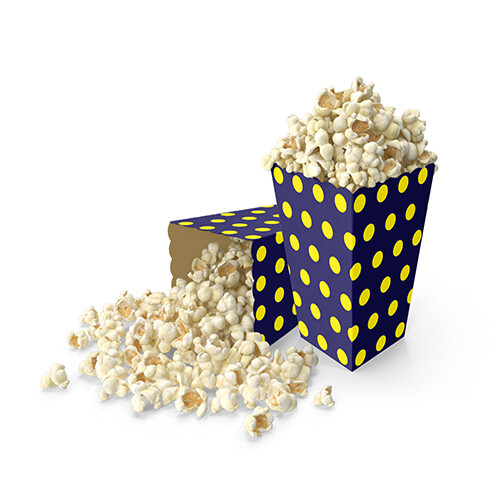 Puantiyeli Lacivert Mısır/Popcorn Kutusu 8 Adet