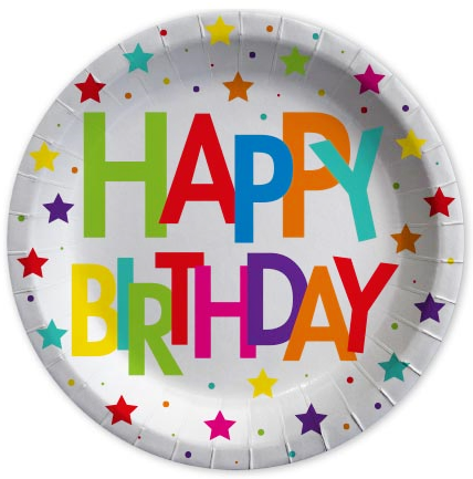 Happy Birtday Karton Tabak 8 Adet 23 cm