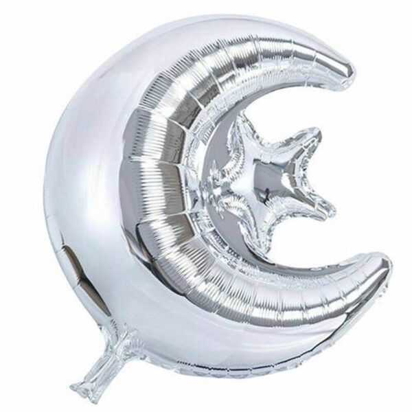Dökme Ay Yıldız Gümüş Folyo Balon 18" inç