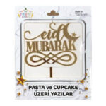 Pleksi Pasta Üzeri Yazı Gold Eid Mubarak