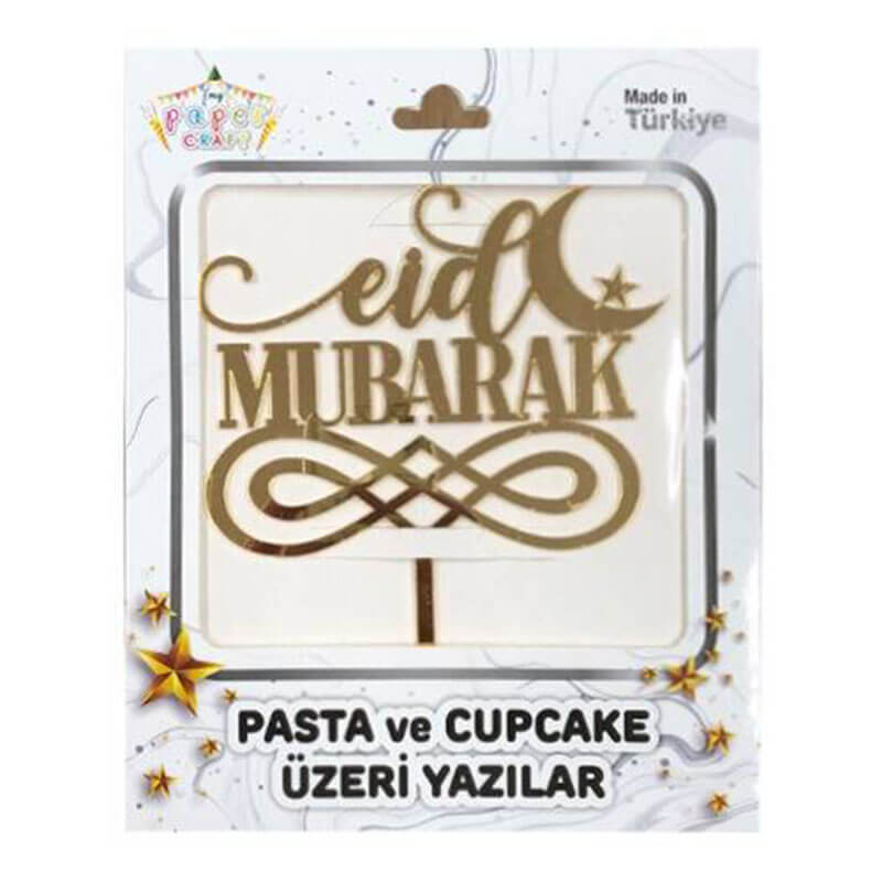 Pleksi Pasta Üzeri Yazı Gold Eid Mubarak