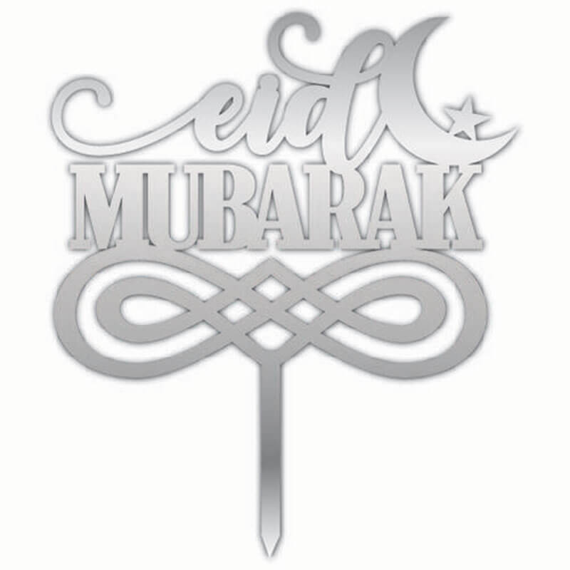 Pleksi Pasta Üzeri Yazı Gümüş Eid Mubarak