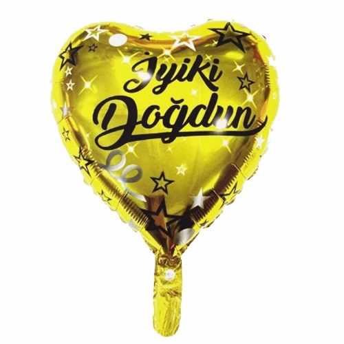 Gold Renkli Kalp İyi Ki Doğdun Folyo Balon 45 cm 1 Adet