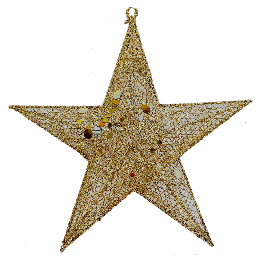 Yıldız Süs Metal Pırıltılı Altın 40 cm